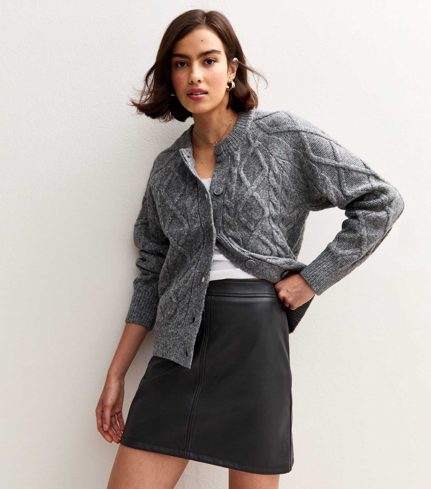 Black Faux Leather A-Line Mini Skirt | New Look | New Look (UK)