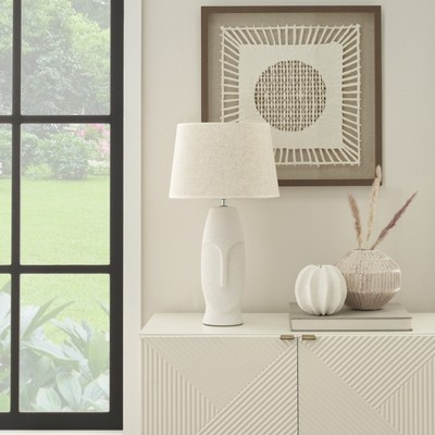 Nourison 21" Off-White Abstract Face Modern Ceramic Table Lamp | Target