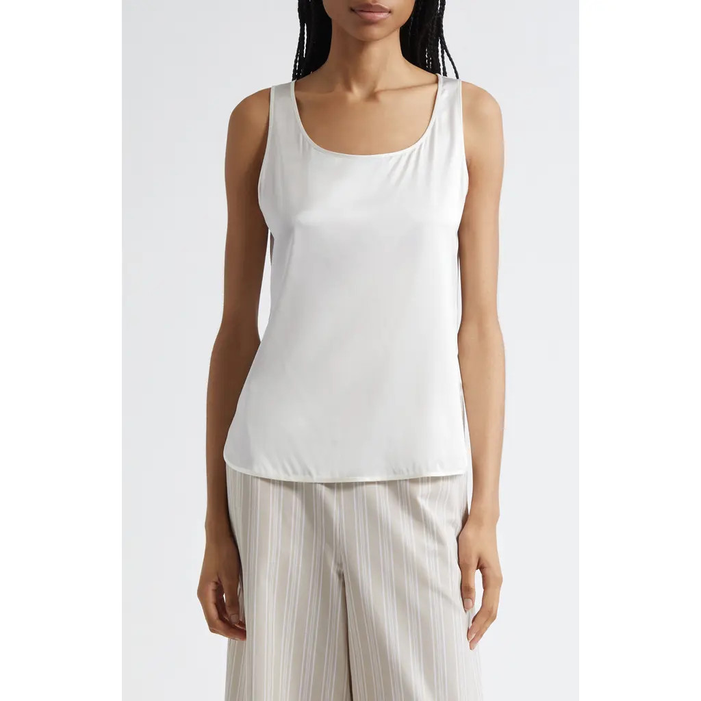 MM by Max Mara Pan Sleeveless Stretch Silk Top in White at Nordstrom, Size 16 | Nordstrom