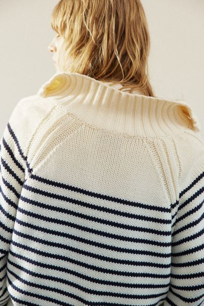 Zip-top jumper - Cream/Striped - Ladies | H&M GB | H&M (UK, MY, IN, SG, PH, TW, HK)