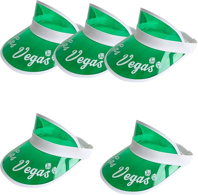 Yuanhe Green Poker Casino Visor - 5 Pack Las Vegas Dealer Costume Hat | Amazon (US)