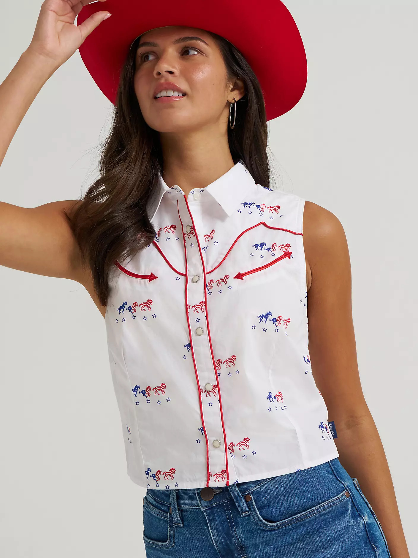 Women's Wrangler Sleeveless Americana Western Snap Shirt | Wrangler