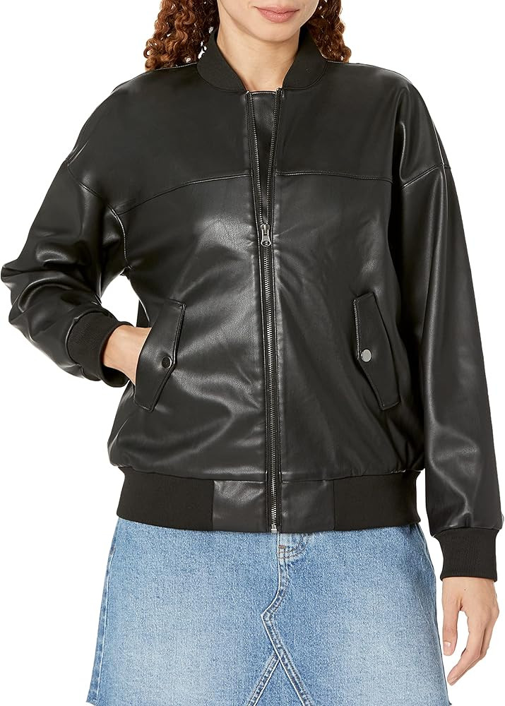 The Drop Women's Iman Loose Fit Vegan Leather Bomber | Amazon (US)