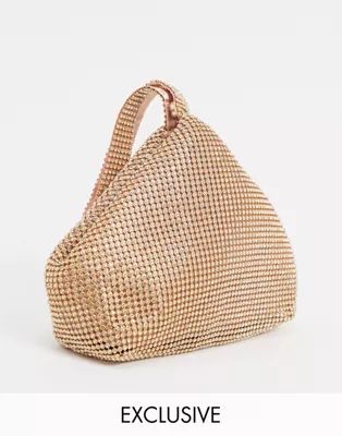 Glamorous Exclusive grab bag with rhinestones in rose gold | ASOS (Global)