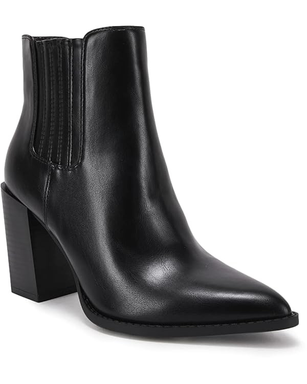 Womens Booties Pointed Toe Stacked Heel Fashion Chelsea Ankle Boots | Amazon (US)