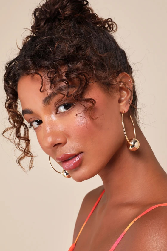 Ultimate Stunner 14KT Gold Ball Hoop Earrings | Lulus