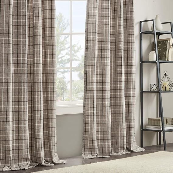 Madison Park Anaheim Cabin Plaid Curtain Window, Thermal Insulated Fleece Lining, Living Room Dec... | Amazon (US)