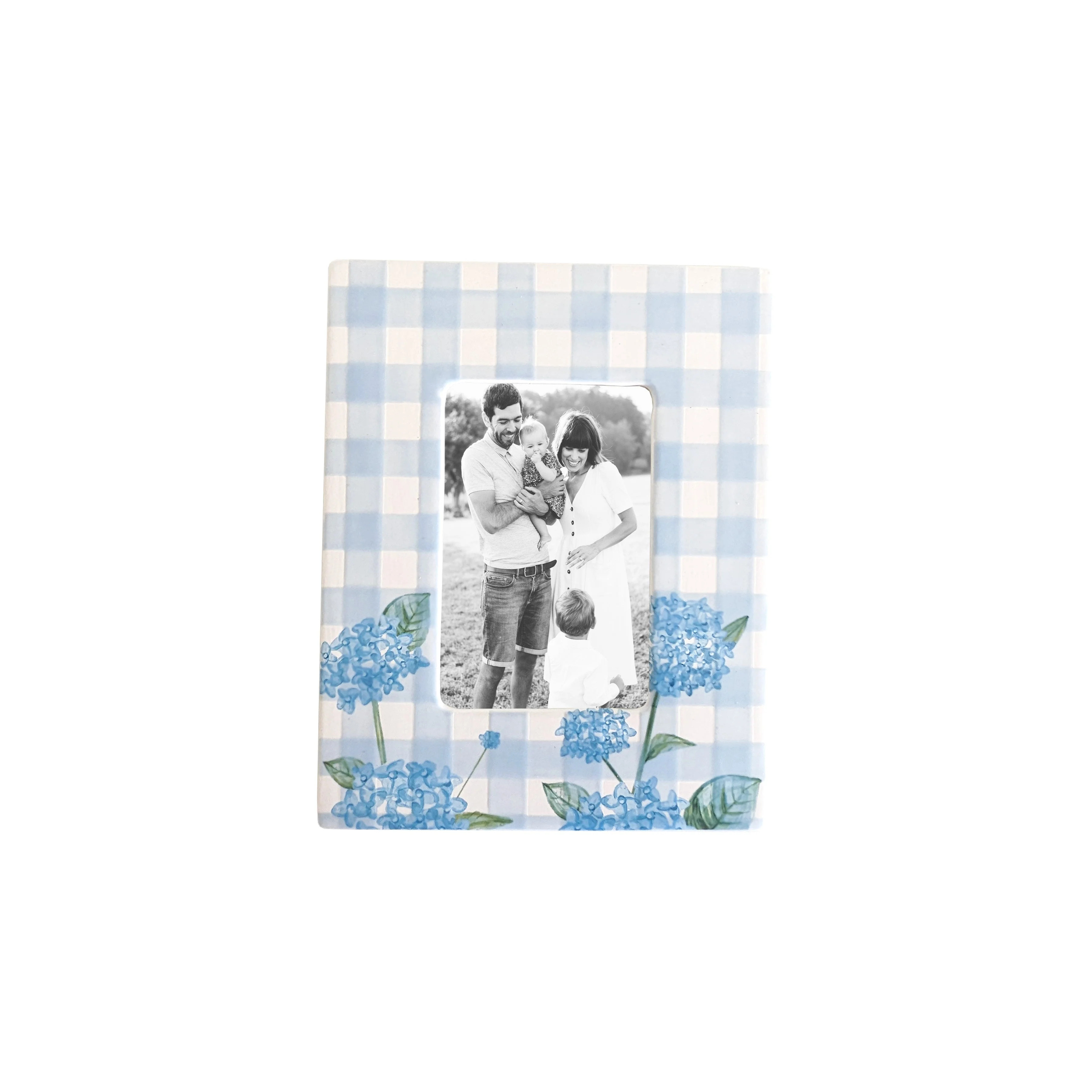 Lo Home x Chapple Chandler Gingham Photo Frame with Hydrangea Accents | Ruby Clay Company