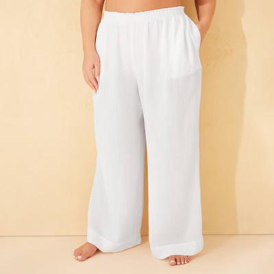 Women's Gauze Cover Up Pants - Shade & Shore™ White 3X | Target