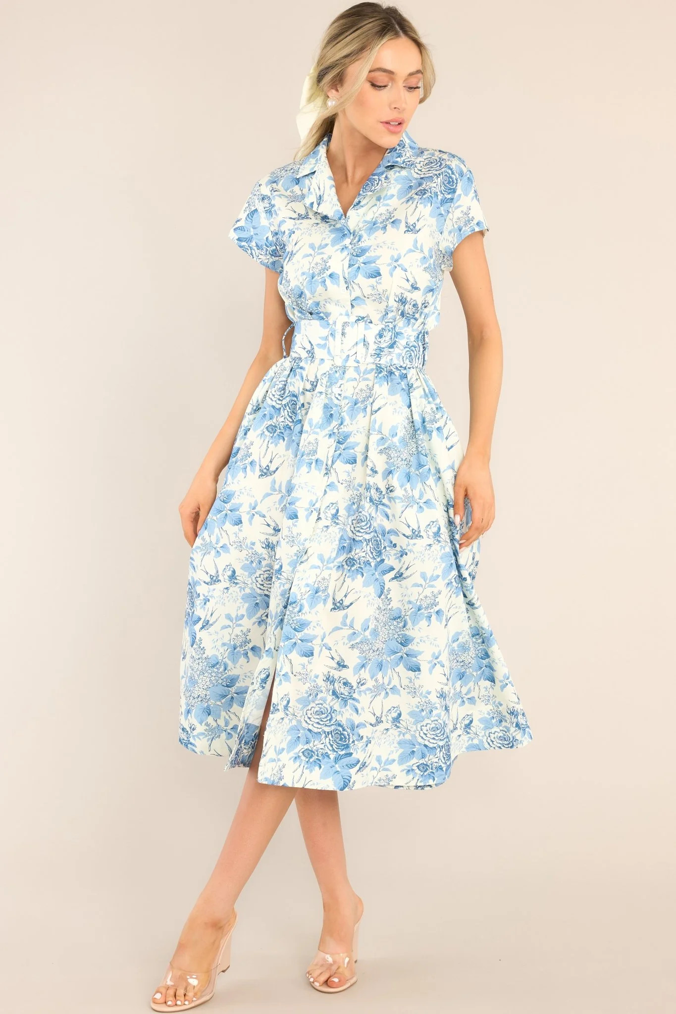 Even The Score Blue & White Midi Dress | Red Dress