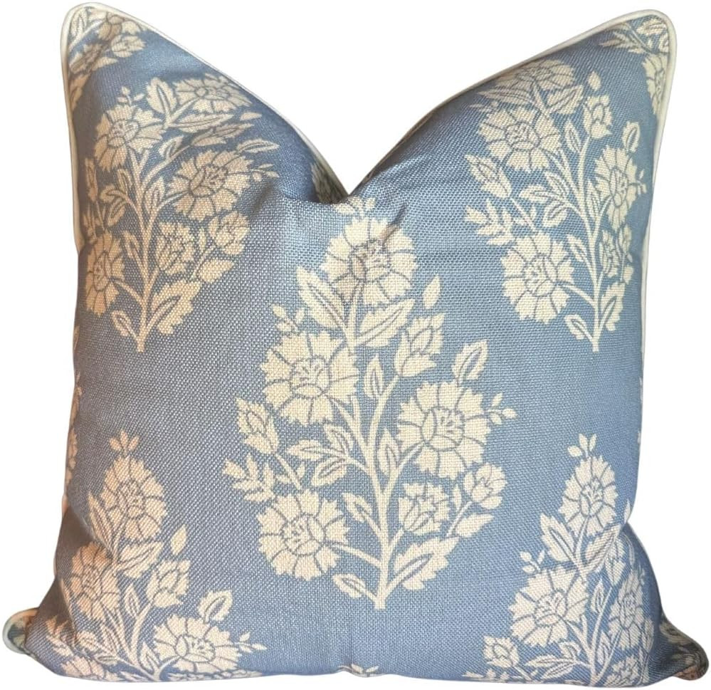 Grandmillennial Pillow Cover 20" x 20" Throw Pillow for Home Hazel Blue White Floral Pillow Cover... | Amazon (US)