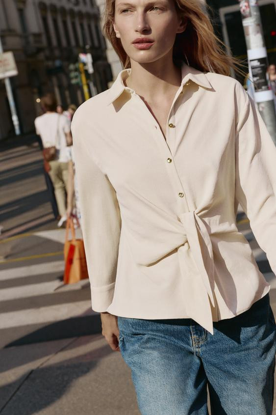 SATIN EFFECT WRAP SHIRT | Zara US