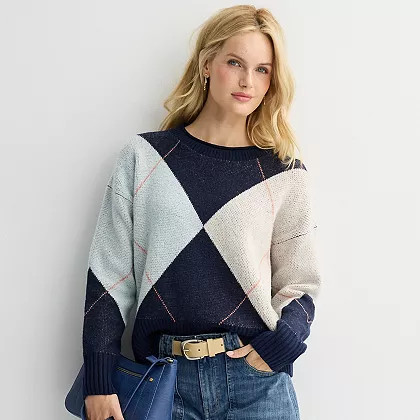 Women's Sonoma Goods For Life® Lightweight Rollneck Sweater, Size: Large, Gray Plum Stripe | Kohl's