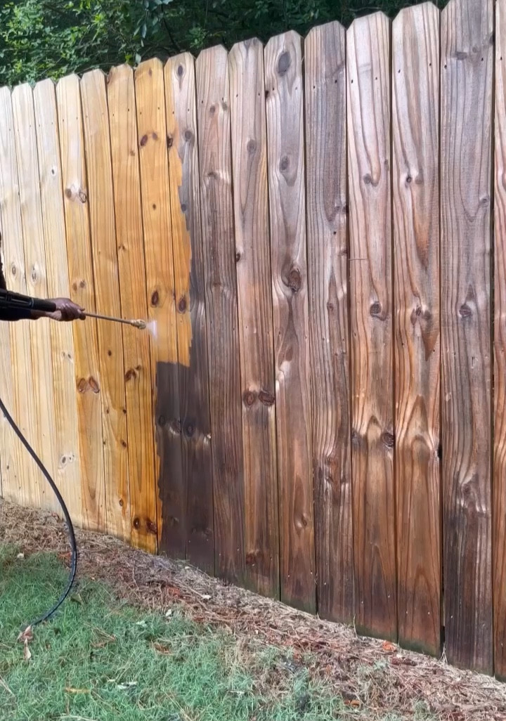 Cleaning my fence with water only using an electric pressure washer. 

#LTKhome