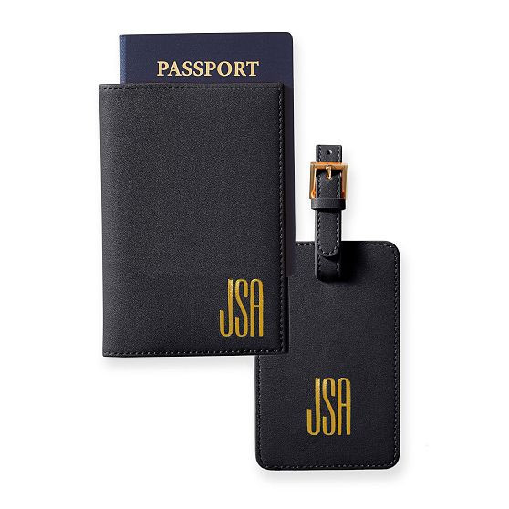 Mark and Graham Fillmore luggage tag and passport case set