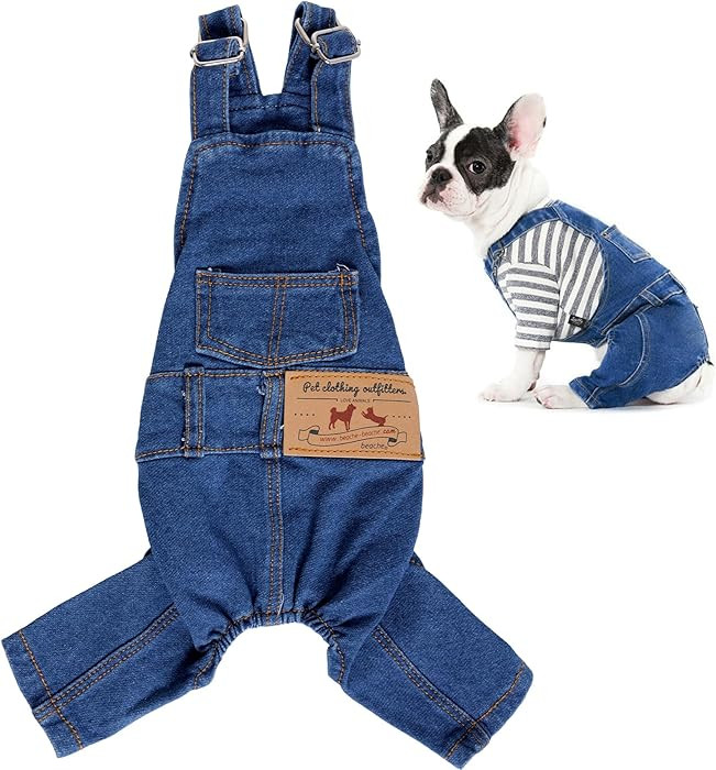 Rbenxia 1 Piece of Dog Denim Shirts Puppy Jean Jacket Sling Jumpsuit Costumes Pet Jean Overalls D... | Amazon (US)