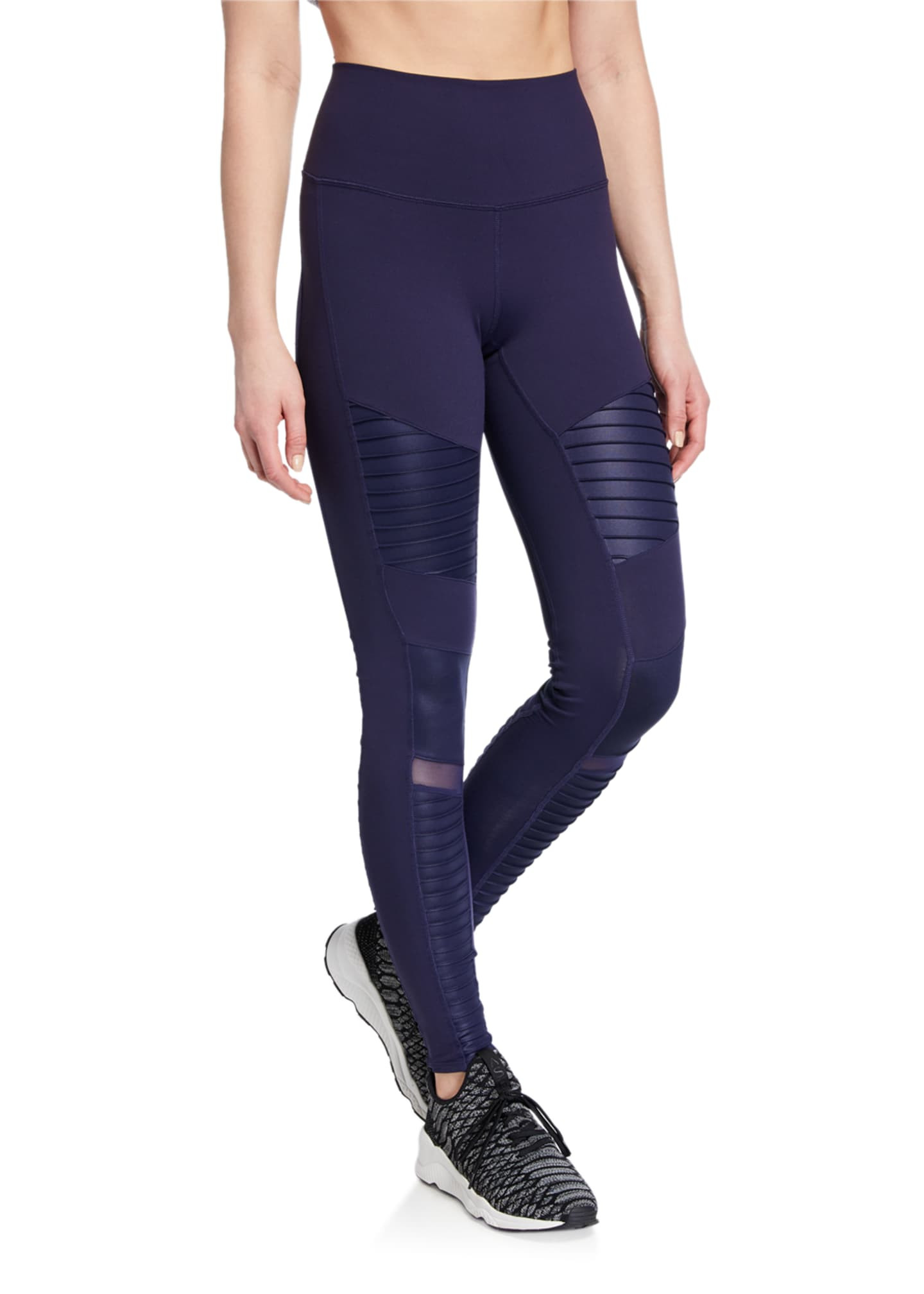 Alo Yoga High-Waist Moto Sport Leggings with Mesh Panels | Bergdorf Goodman