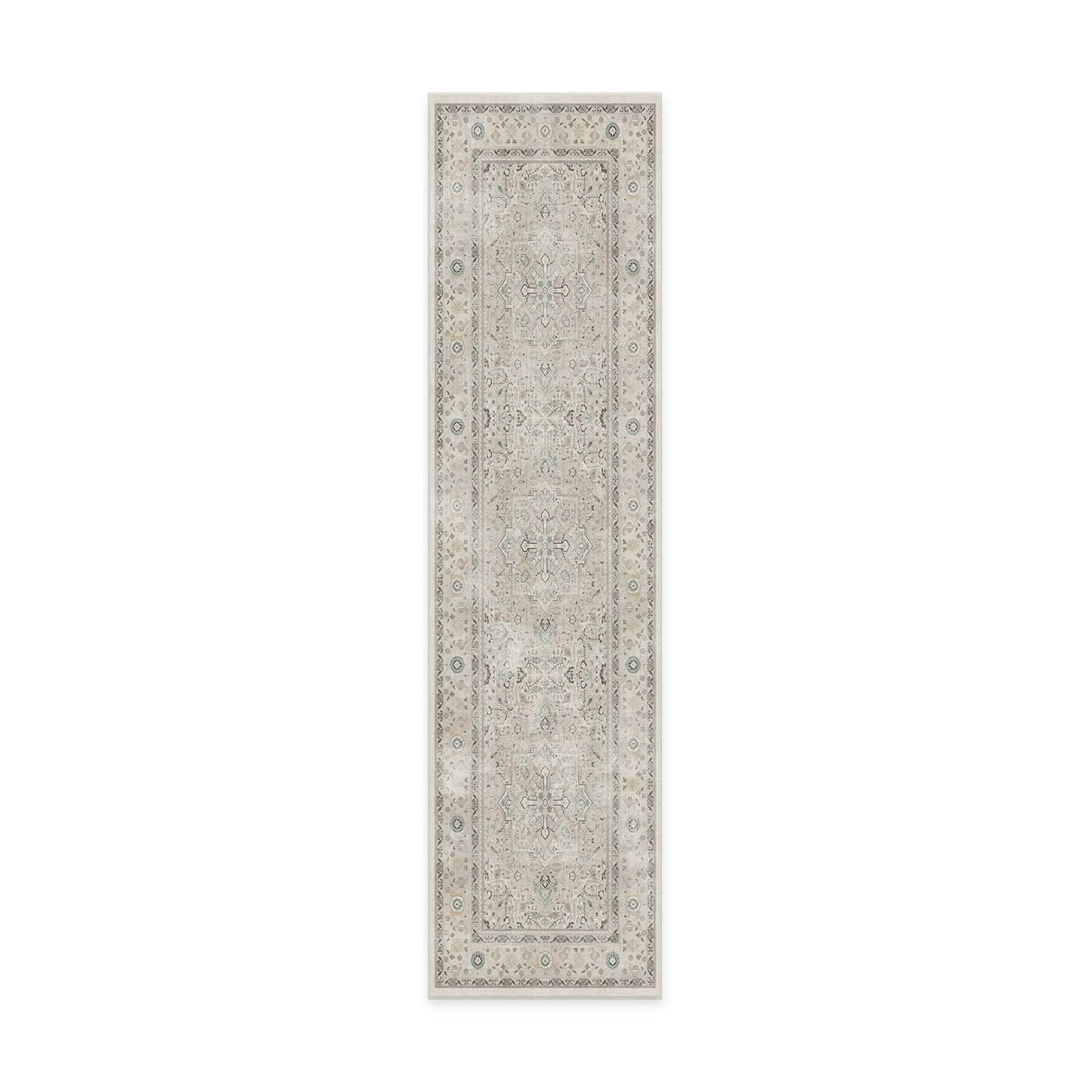Ruggable Kamran Machine Washable Traditional Vintage Runner 2.5' x 10', Ivory Opal | Walmart (US)