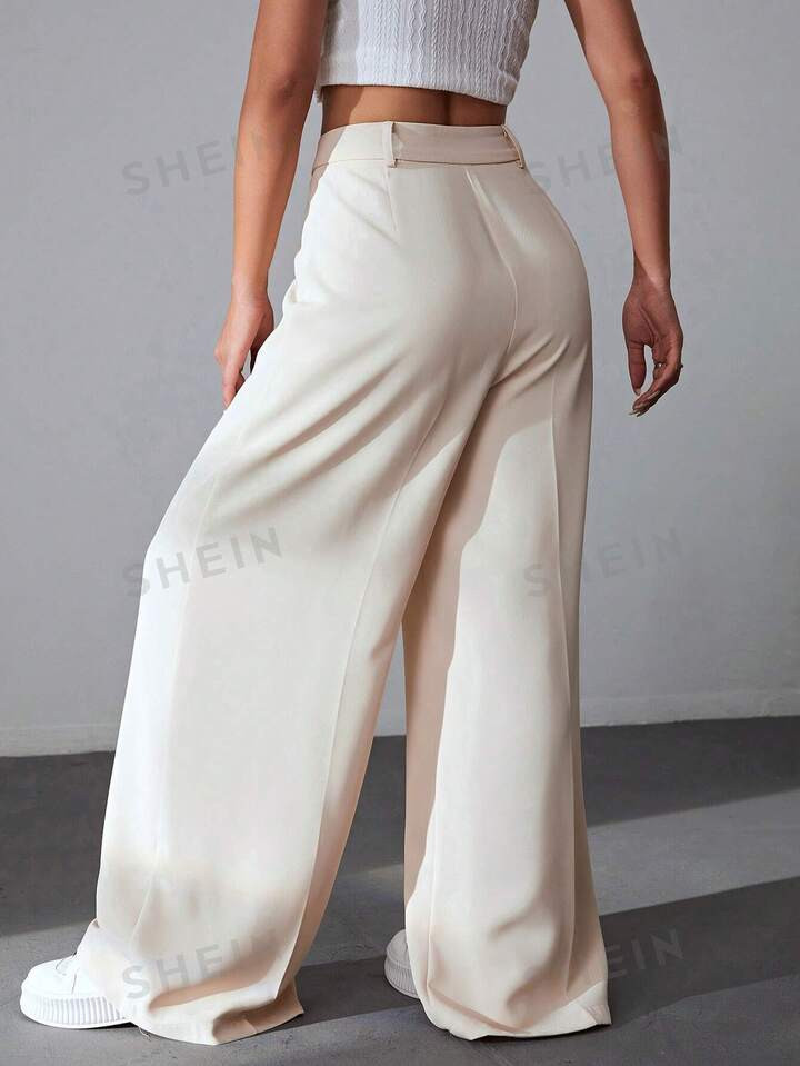 SHEIN EZwear Solid Wide Leg Pants | SHEIN