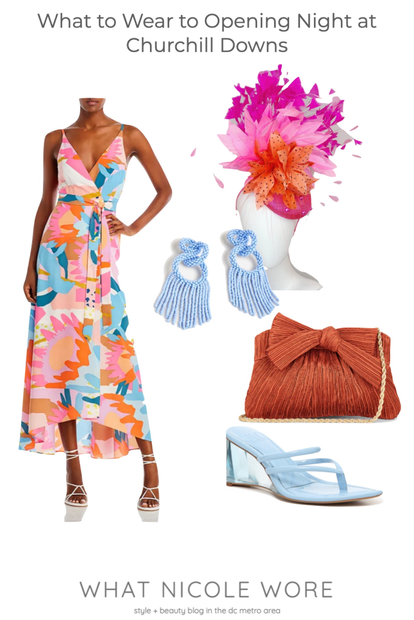 How gorgeous is this spring maxi dress?! With the orange and corals in the print, it’s a great option if you’re wondering what to wear to Churchill Downs for opening night which has an orange theme. While you certainly don’t have to wear a fascinator for opening night, I love this pink and orange one which would work great for Oaks day. 

#LTKitbag #LTKsalealert #LTKunder100