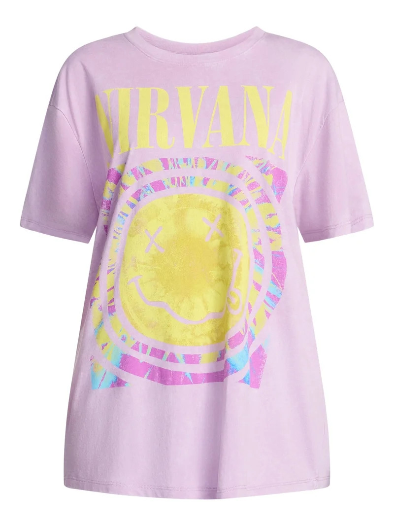 Nirvana Women's Graphic Print Tour Tee with Short Sleeves, Sizes XXS-XXL | Walmart (US)