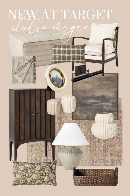 New Threshold with Studio McGee coming to Target June 16th! Here are my favorites! That cabinet is in my cart! Studio McGee. Livingroom. Rug. Accent chair. Ottoman. Cabinet. Table lamp. Picture frame. Throw pillows. Throw blanket. Fall decor. 

#LTKHome #LTKFindsUnder100