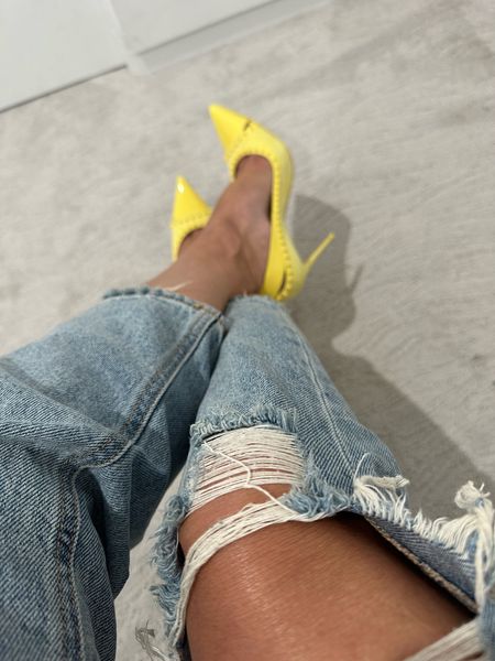 In love with these denim jeans…. Mid to high rise, ankle cut with a little distressed look. 

Sharing an alternative yellow pump to my red bottoms.

#LTKFindsUnder100 #LTKStyleTip #LTKFindsUnder50