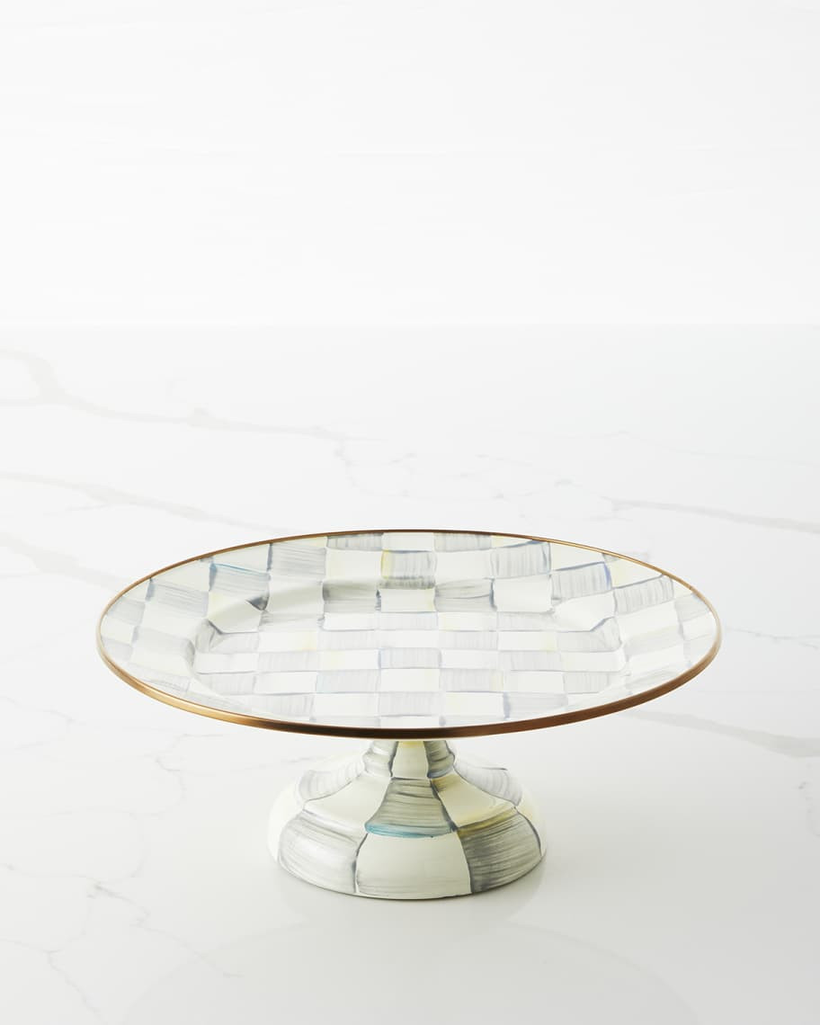 Sterling Check Enamel Pedestal Platter, Small | Neiman Marcus