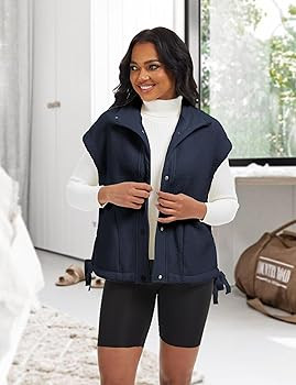 Sherpa Jacket for Women Casual Fleece Vest Oversized Sleeveless Outwear Warm Button Down Gilet wi... | Amazon (US)