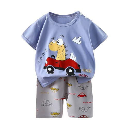Toddler Boy Girls Clothes Summer Outfits Kids Short Sleeve T-Shirt and Shorts Set Cute Cartoon Beach 2Pcs Sets Red | Amazon (US)