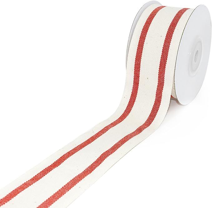 CT CRAFT LLC Natural Cotton Ribbon with Stripe 1-1/2 inch (38mm) x 10 Yards. Natural Ribbon Decor... | Amazon (US)