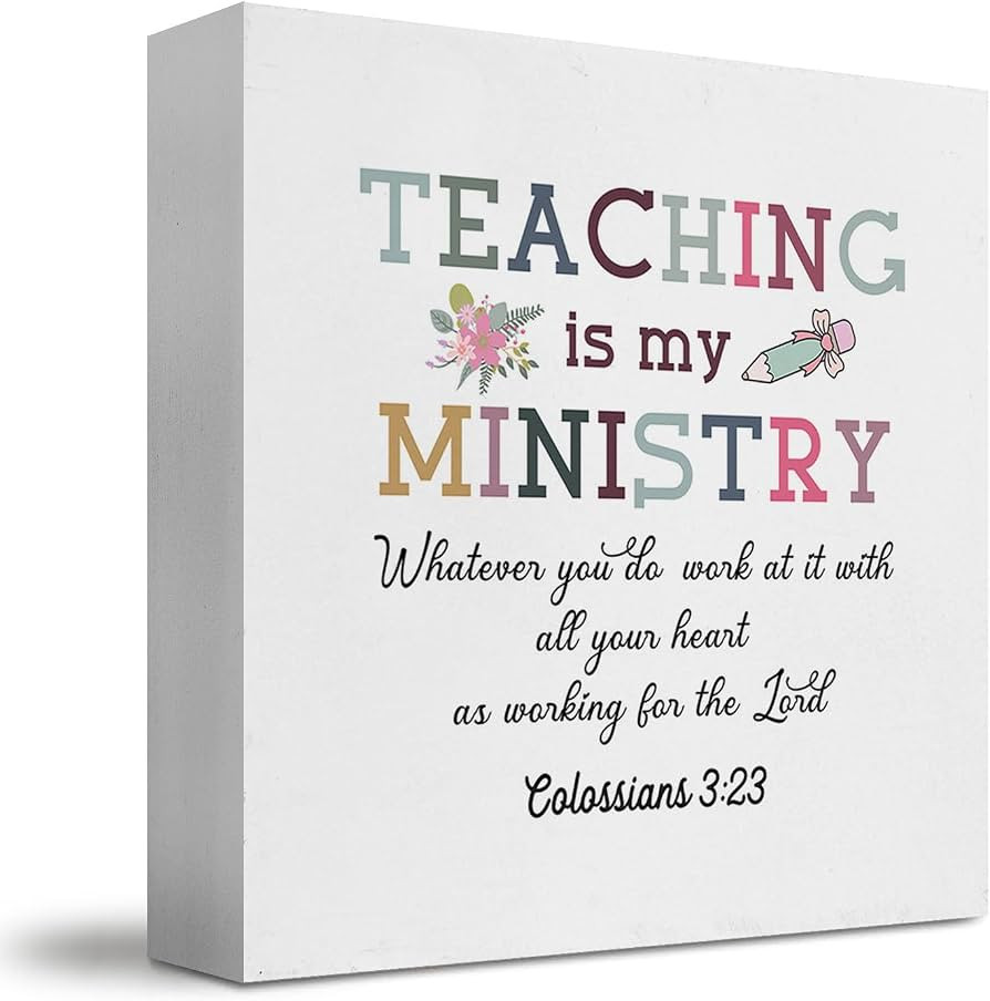 Christian Teacher Wooden Box Sign, Teacher Appreciation Gifts, Religious Bible Verses Teach Wood ... | Amazon (US)