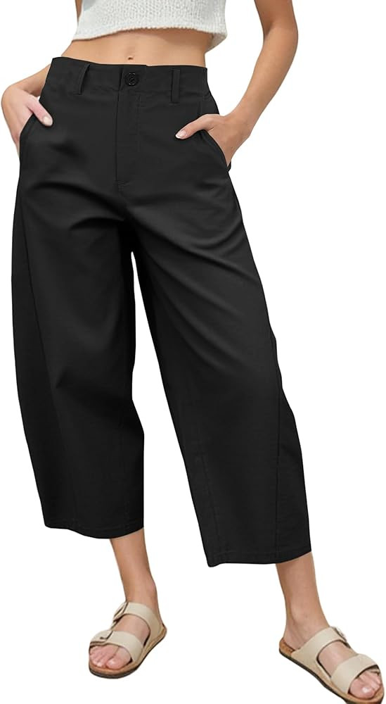 Women's Barrel Leg Pants Casual High Waisted Summer Baggy Harem Pants Trendy Elastic Waist Trouse... | Amazon (US)