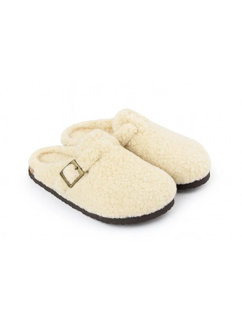 Women's Platform Clogs Sherpa Cover Mules Cork Footbed Winter Potato Shoes | Walmart (US)