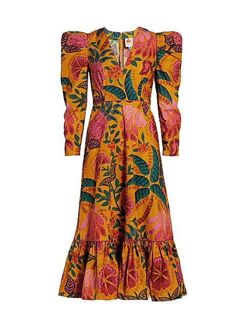 Floral Cotton Midi-Dress | Saks Fifth Avenue