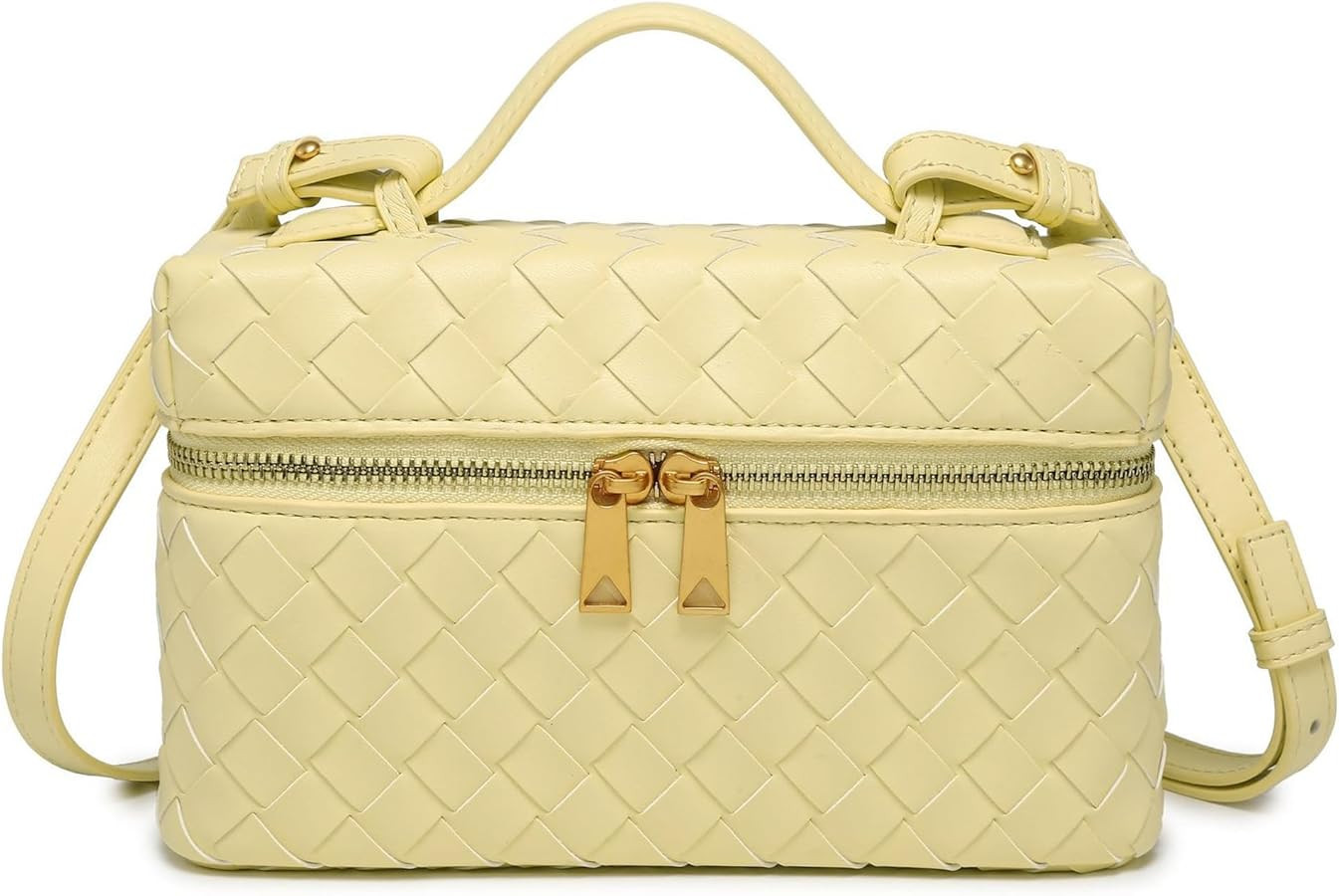 Rejolly Top-Handle Pouch Handbag for Women Woven Leather Vanity Case Designer Crossbody Bag Quiet... | Amazon (US)