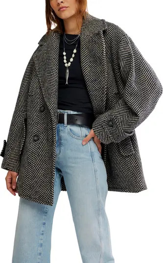 Free People Ari Herringbone Peacoat | Nordstrom | Nordstrom
