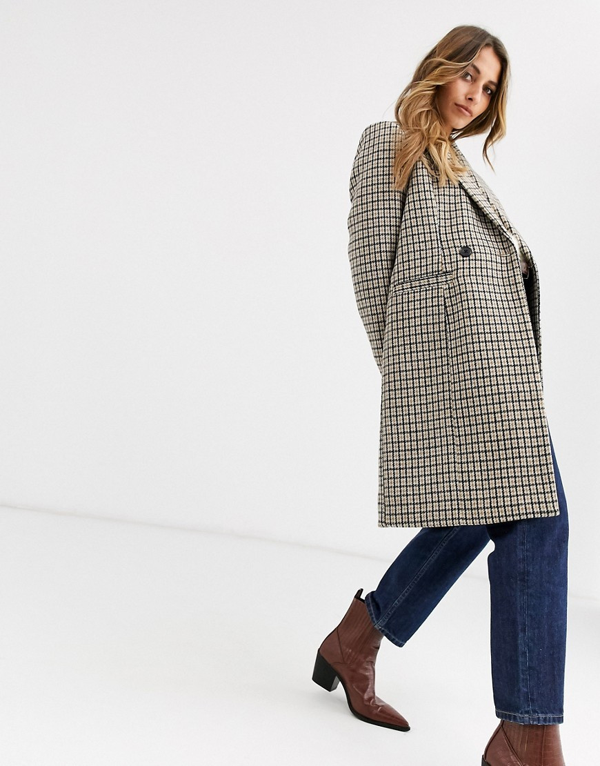 Vero Moda checked tailored coat-Brown | ASOS (Global)