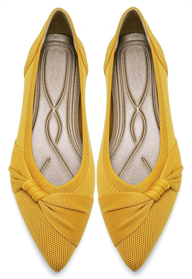 HIULYCENCE Pointed Toe Flats for Women Ballet Flats Comfortable Dressy Knit Lightweight Casual fo... | Amazon (US)
