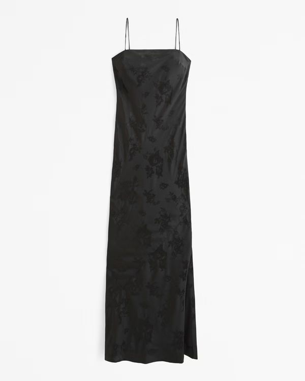 Women's Satin Jacquard Slip Maxi Dress | Women's New Arrivals | Abercrombie.com | Abercrombie & Fitch (US)