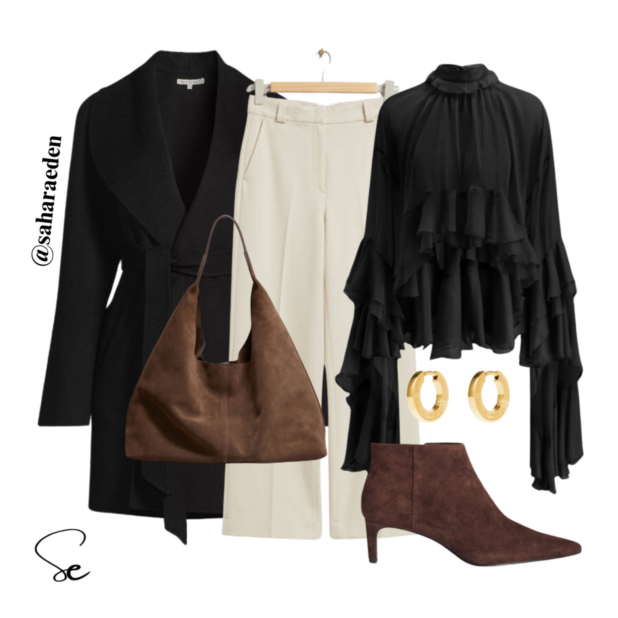 Beautiful Elegant Outfit for Fall 2024, Long Sleeve Blouse, Long Coat, Suit Pants, Heels, Black a d White Outfit

#LTKMidsize #LTKStyleTip #LTKWorkwear