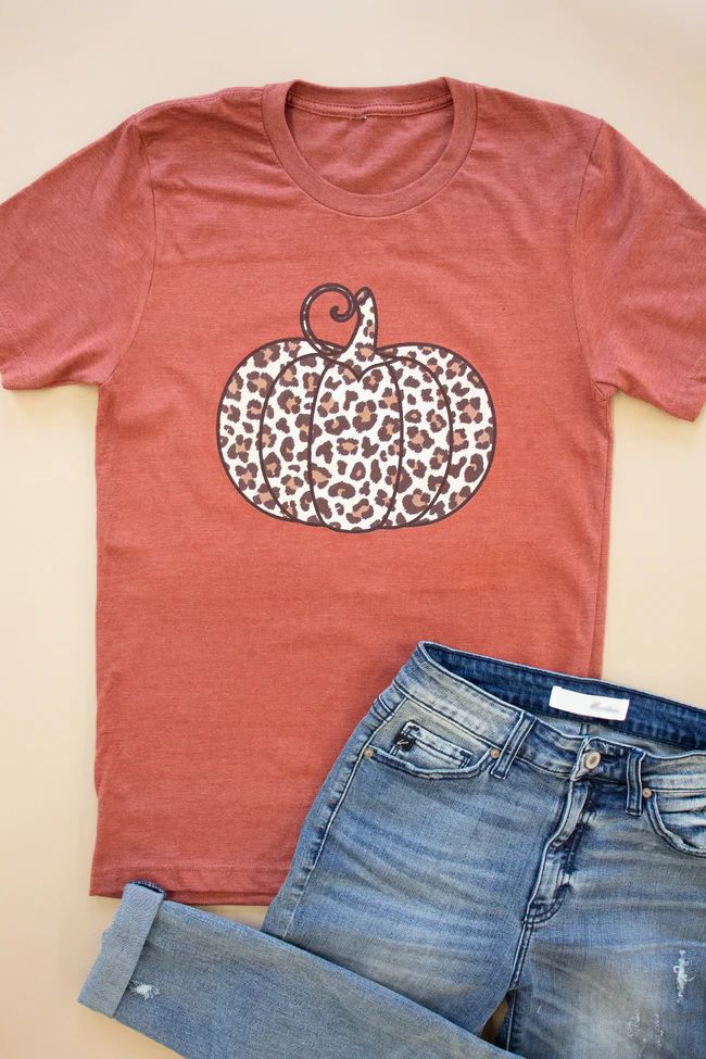 Animal Print Pumpkin Rust Graphic Tee | Pink Lily