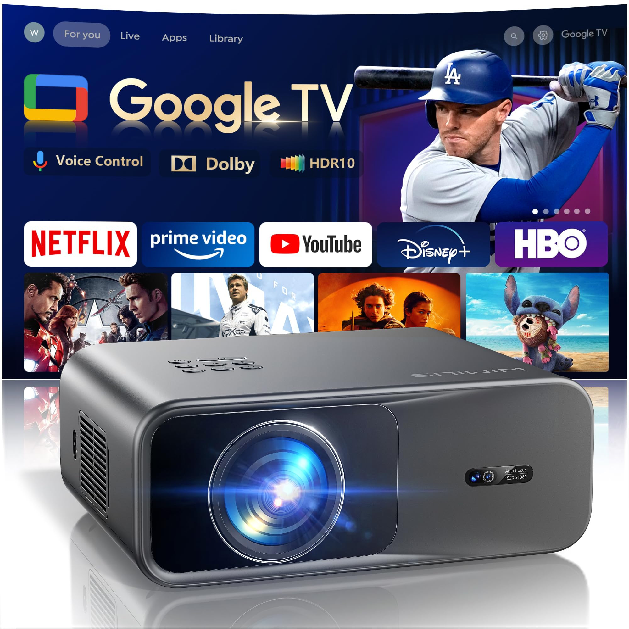 [Official Google TV]Smart Projector with WiFi 6 & Bluetooth, 4K Supported Netflix-Licensed,  Outd... | Amazon (US)