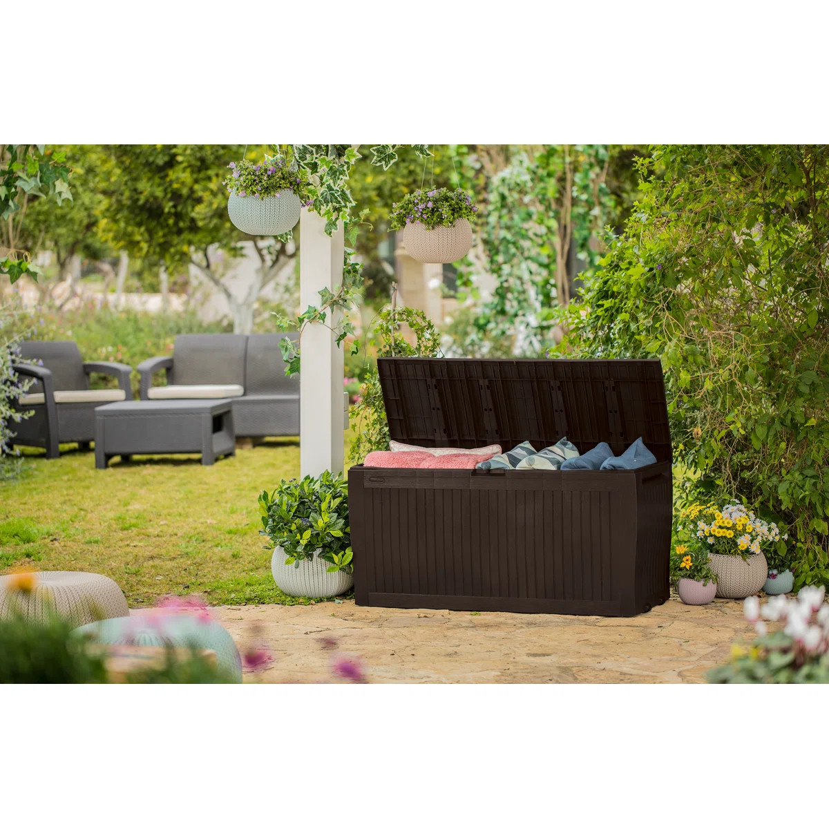 Keter Comfy 71 Gallon Durable Resin Outdoor Storage and Organization Deck Box Ideal For Garden Pa... | Wayfair North America