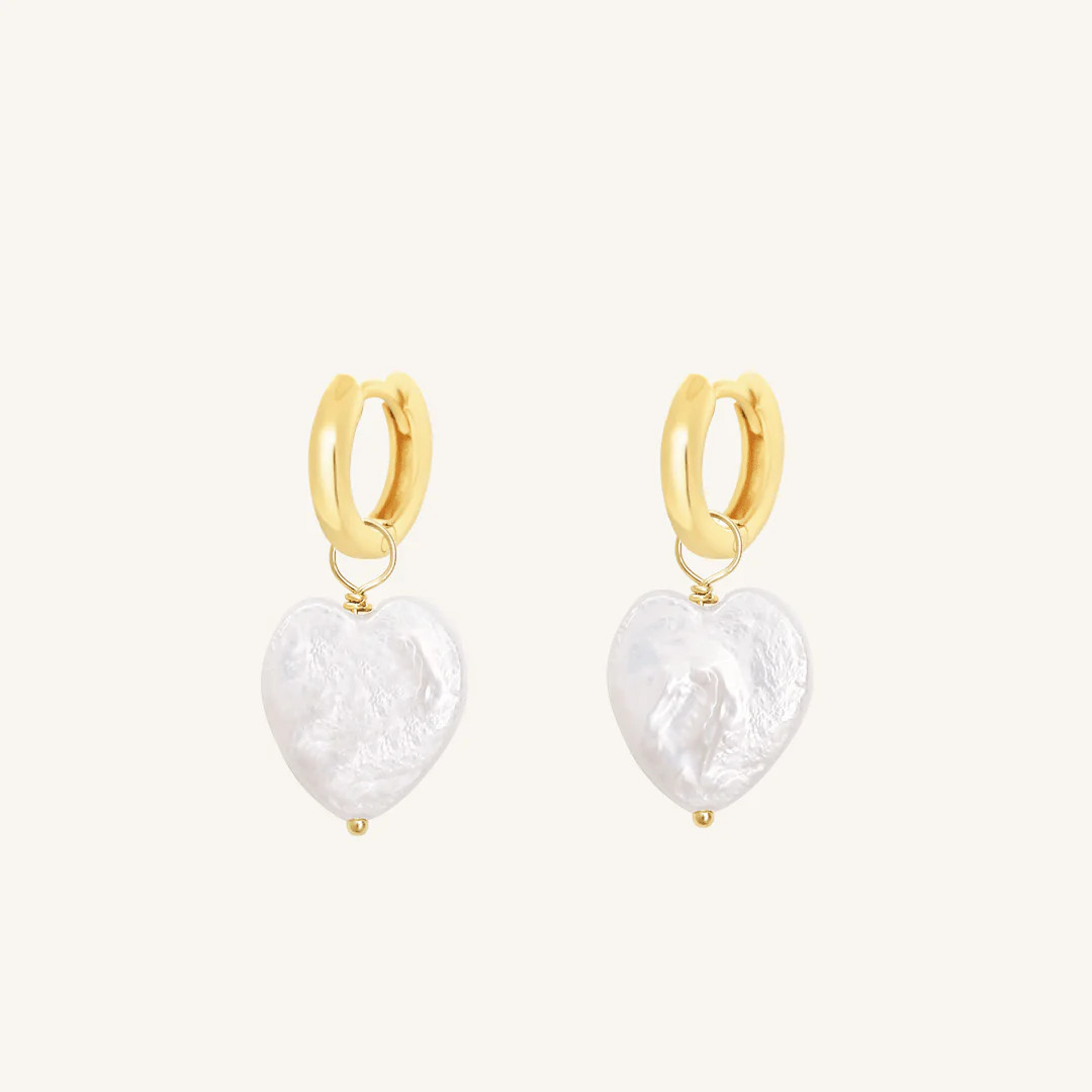 Heart Pearl Hoops - Stone of Potential | Francesca Jewellery
