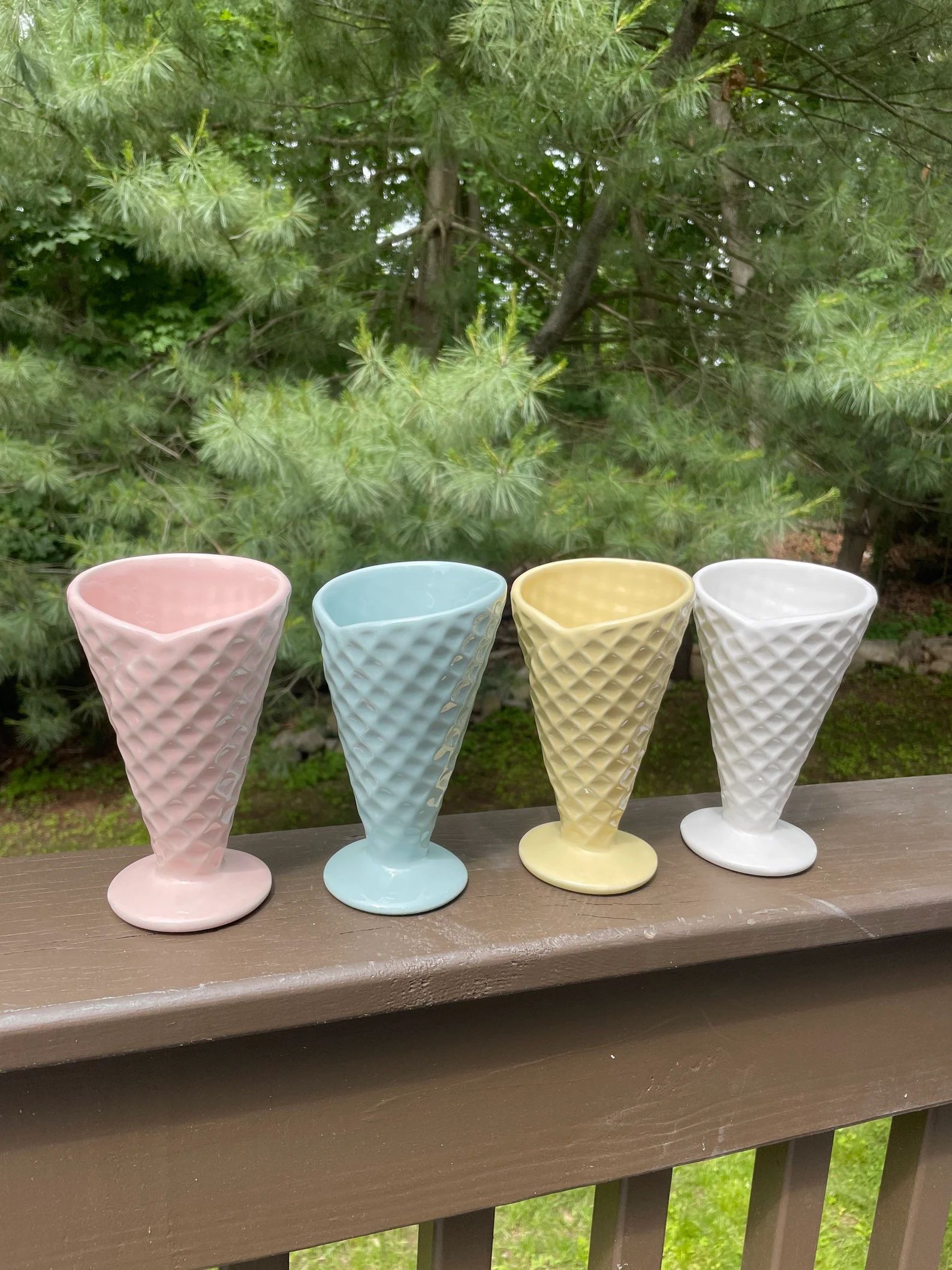 Ice cream cone holder - ceramic ice cream cone - waffle cone - tiered tray decor - faux ice cream... | Etsy (US)