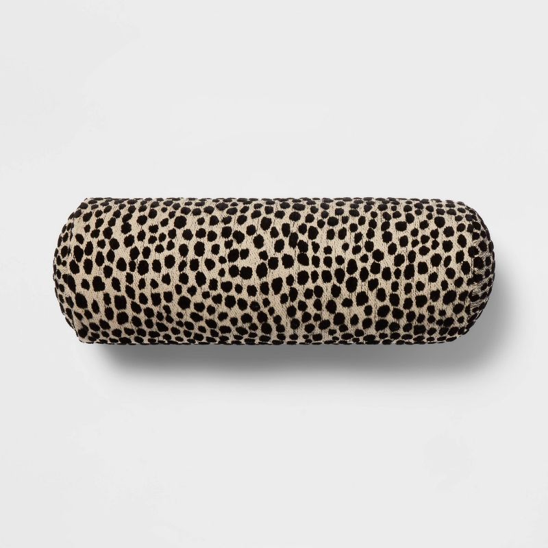 Bolster Jacquard Leopard Decorative Throw Pillow Black/Natural - Threshold™ | Target