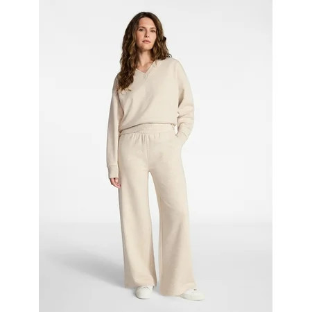 Time and Tru Women's and Women's Plus V-Neck Sweatshirt and Pants Set, 2-Piece, Sizes XS-4X | Walmart (US)