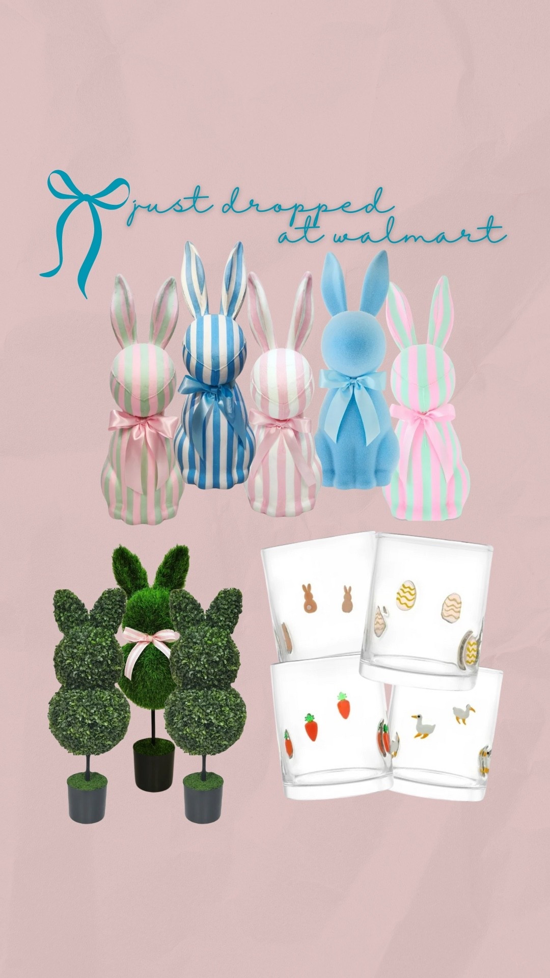 just dropped at walmart 🐰🌸
pastel bunnies, the cutest topiaries, and spring glasses that are perfect for easter tables, baskets, or just adding a little seasonal fun around the house

#LTKHome #LTKKids #LTKSeasonal