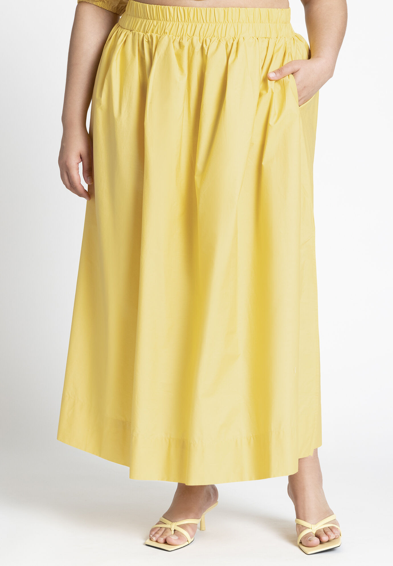 Poplin Maxi Skirt With Side Slits | Eloquii